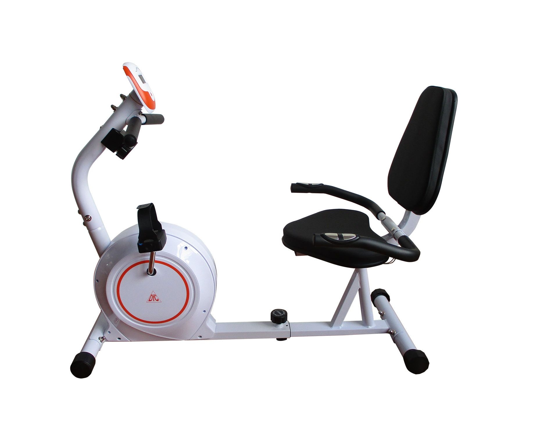 Велотренажер DFC B504RWO магнитный (белый корпус оранжевая полоса)