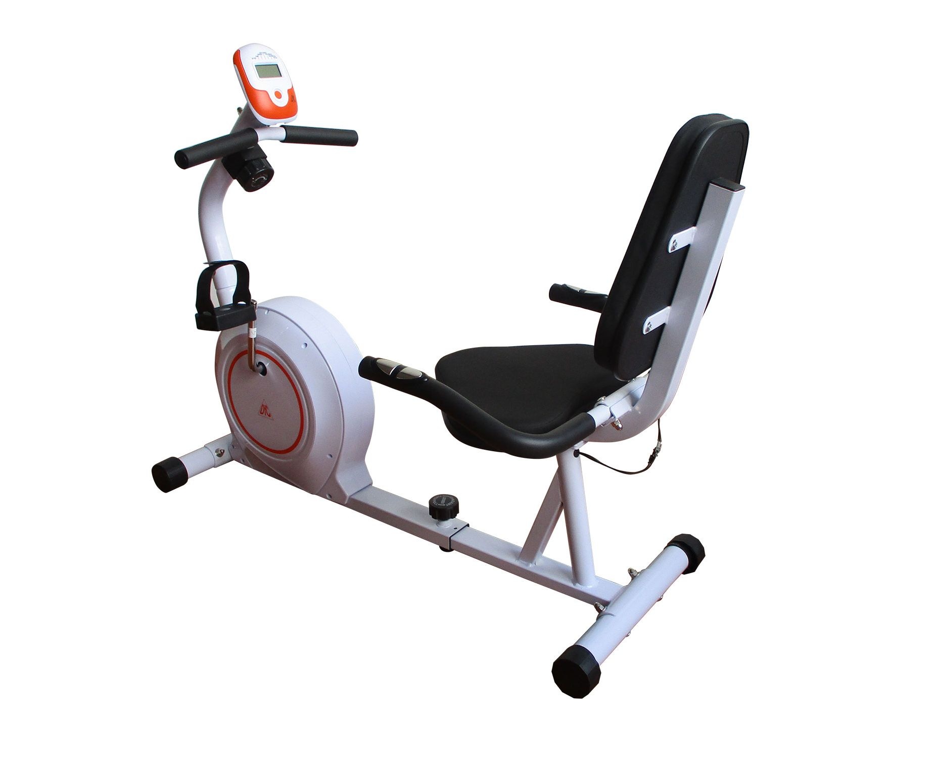 Велотренажер DFC B504RWO магнитный (белый корпус оранжевая полоса)